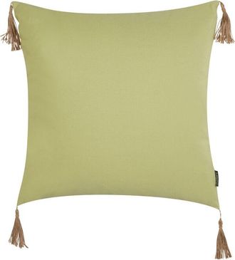 Beliani Coj&iacute;n Decorativo Moderno Liso Cuadrado Borlas 45 X 45 Cm Verde Chmistar