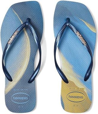 Havaianas Slim Square Trendy Sandals Womens Sandals Navy Blue : EU 41-42 (US Womens 11-12) M, Rubber