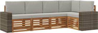vidaXL Conjunto De Sof&aacute;s De Exterior 5 Uds. Natural Y Gris Claro Vidaxl