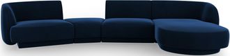 BLOOMINGLOFT 5-Sitzer Design Ecksofa Miley mit abgerundeter Form und Eckteil rechts - Samtbezug