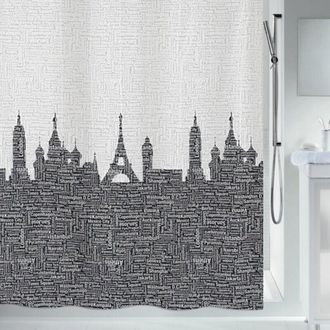 Spirella Spirella - Cortina De Ducha Urban De Poli&eacute;ster 240x180 Cm Negra Y Gris