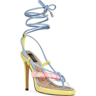 Azalea Wang Somerset Ankle Wrap Sandal in Citron Multi at Nordstrom, Size 6.5