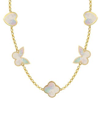 Gabi Rielle 14K Over Silver 10-12Mm Mother Of Pearl Stackable Necklace