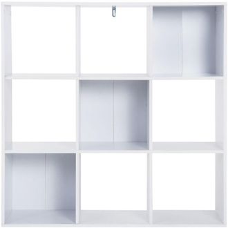 HOMCOM Homcom - Libreria Bianca dal Design Moderno con 9 Scomparti, 91x29.5x91cm