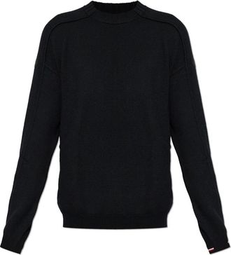 Moncler Wool Sweater - Heren - Ronde hals truien - Zwart - XL - Wol - Truien & Vesten