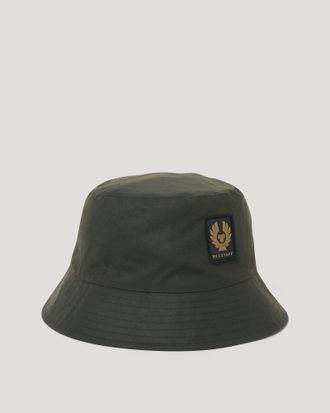 Belstaff Bucket Hat Unisexs Waxed Cotton Faded Olive Size M/L