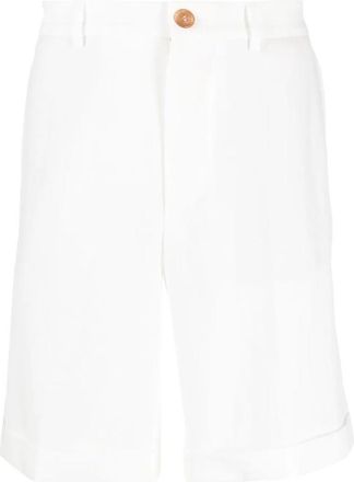 Brunello Cucinelli White Tailored Shorts With Button, Brand Size 56 (US Size 40)