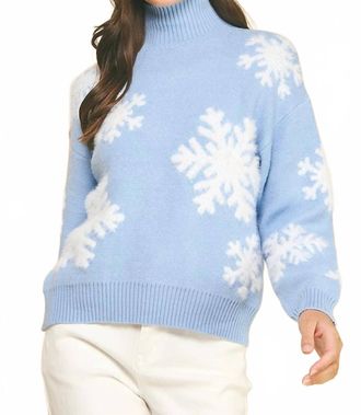Pinch Design Snowfall Mock Neck Sweater In Light Blue