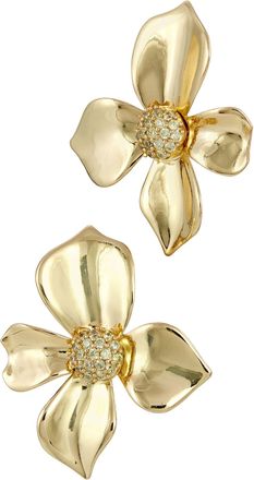 Savvy Cie Jewels 18K GOLD PLATED BOLD PAVE FLOWER EARRINGS