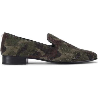 Kurt Geiger Ace Camo Embellished Slip-On Shoe in Dark Green at Nordstrom, Size 10.5