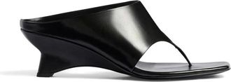 Khaite Toe-Post Wedge Sandal - Dames - Sleehakken - Zwart - 41 EU - Leer - Schoenen