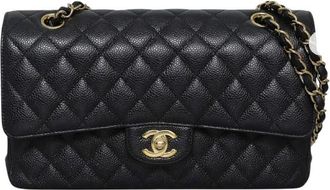 Chanel Black Caviar Medium Classic Double Flap Bag Size M