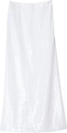 Moschino Gonna Paillettes - Dames - Maxi Rokken - Wit - L - Katoen - Rokken