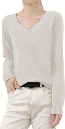 Generic Cashmere Jumpers Ladies Womens Winter Knitted Sweaters Low Neck V Neck Warm Base Jumpers Long Sleeved Solid Color Sweater Christmas Ski Sweaters for W