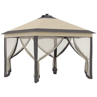 OUTSUNNY Carpa plegable 330x330x290 cm beige
