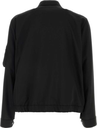 sacai Mens Black Twill Jacket Polyester Wool Giubbini