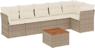 vidaXL Vidaxl - Set Sof&aacute;s De Jard&iacute;n 7 Piezas Y Cojines Rat&aacute;n Sint&eacute;tico Beige