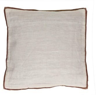 POMAX Coj&iacute;n lino blanco y canela 45X45