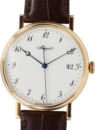 Breguet Classique White Dial 18kt Yellow Gold Brown Leather Mens Watch 5177BA299V6