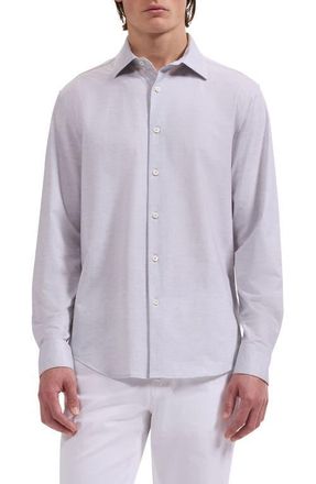 Bugatchi James OoohCotton Space Dye Button-Up Shirt in Platinum at Nordstrom, Size Xxx-Large