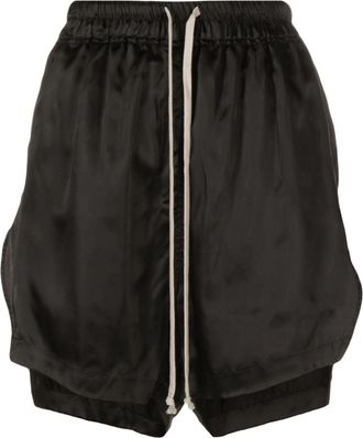 Rick Owens high-low drawstring shorts - women - Cupro - 42 - Black