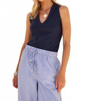 Fifteen Twenty Doreen V-Neck Tank Top In Navy
