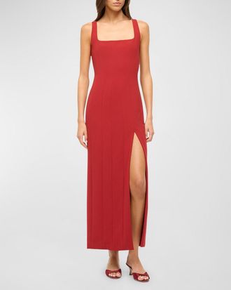 Staud Sleeveless Column Portrait Midi Dress