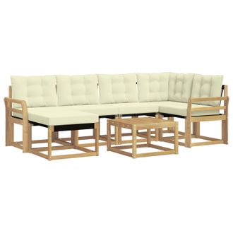 vidaXL Conjunto De Sof&aacute;s De Exterior Con Coj&iacute;n 7 Pcs Blanco Y Crema Vidaxl