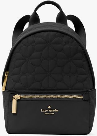 Kate Spade New York Womens Flower Quilted Poly Small Dome Backpack - Black Fabric - One Size