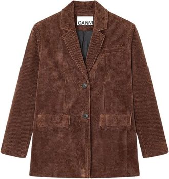 Ganni Bruine Corduroy Blazer - Dames - Blazers - Bruin - 2XS - Katoen - Jassen