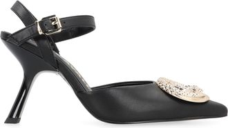 Just Cavalli Womens Heeled Sandals With Ankle Strap Black Leather