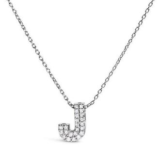 House of Brilliance 10K Gold Diamond Accent A-Z Initial Bubble Pendant Necklace in White | J at Nordstrom