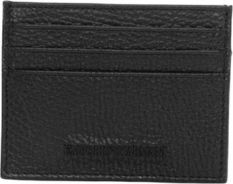 Emporio Armani Leren kaarthouder - Heren - Portefeuilles - Zwart - ONE Size - Leer - Accessoires