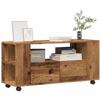 Berkfield Home TV Cabinet with Wheels Old Wood 102x34.5x43 cm Engineered Wood in Brown