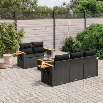 vidaXL Vidaxl - Set Divano Da Giardino 6 Pz Con Cuscini Nero In Polyrattan