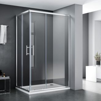 Sonni Cabinas De Ducha 120x80cm Negro Mampara Esquinera Puertas Correderas Entrada Esquina - Sonni