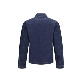 Stone Island Denim Biker Jacket - Blue