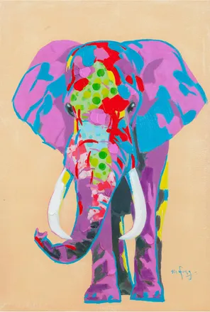 Biscottini International Biscottini - Cuadro &Oacute;leo Sobre La Tela Elefante Multicolor