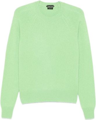 Tom Ford Kasjmier Crew Neck Sweater - Heren - Cashmere truien - Groen - L - Kasjmier - Truien & Vesten