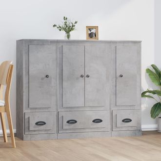 vidaXL Vidaxl - Aparador Alto 3 Piezas Madera Contrachapada Gris Hormig&oacute;n