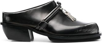 Jordan Luca lock-detail calf-leather slippers - men - Bos Taurus/Bos Taurus/Rubber - 43 - Black