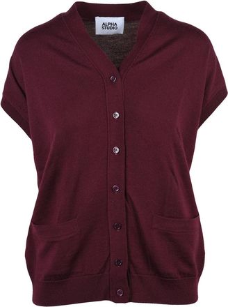 Alpha Studio Extrafine Merino Wool Vest with Button-Down Front