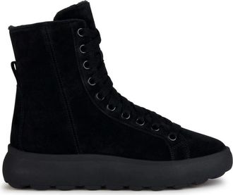 Geox Zwarte Enkellaarsjes - Dames - Veterlaarzen - Zwart - 36 EU - Leer - Schoenen