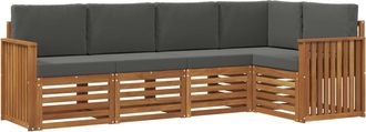 vidaXL Conjunto De Sof&aacute;s De Exterior 5 Uds. Natural Y Antracita Vidaxl