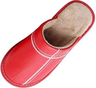 Generic Womens Winter Waterproof Cotton Slippers, Warm and Comfortable,red,6.5 UK
