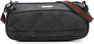 Gucci Pre-owned Womens Denim Shoulder Bag Web Strap - Black Textile - One Size