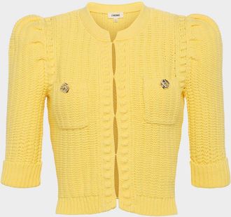 L'agence Delilah Cropped Textured Cardigan