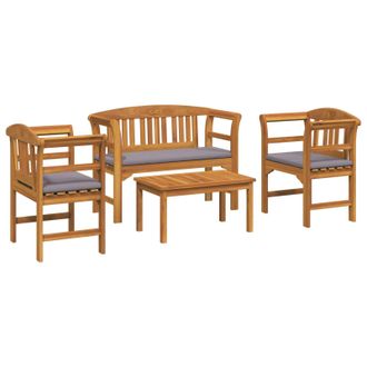 vidaXL Conjunto De Sal&oacute;n Rosa Del Jard&iacute;n 4 Pcs Madera De Acacia S&oacute;lida Vidaxl