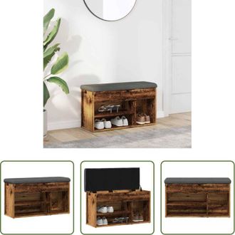 vidaXL vidaXL Scarpiera con cuscino - Scarpiera Legno Antico 82x32x45,5 cm in Legno Multistrato