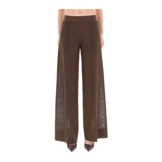 Circus Hotel Pantaloni Larghi in Maglia Scintillante - - Trousers - Donna - Marrone - L